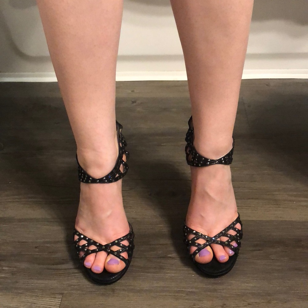 Jimmy Choo Shimmer, Black and Studded 5 inch Heel
